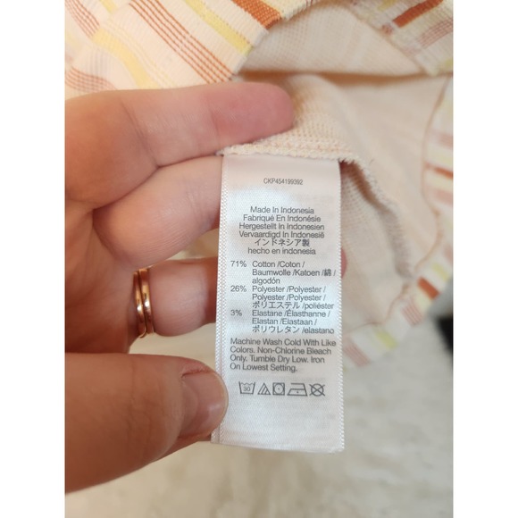 Madewell Women's Multicolor Striped Crew Neck‎ Flutter Sleeve Crop Blouse Medium - Picture 4 of 6